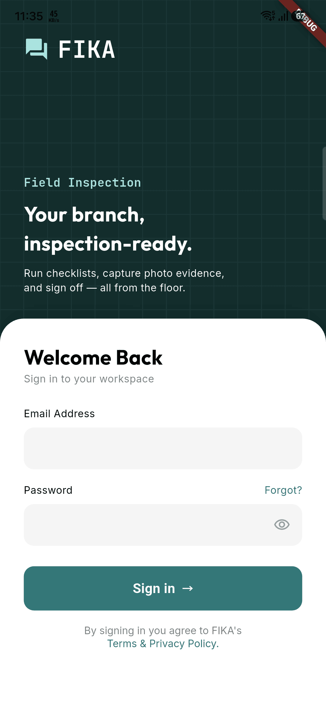Screenshot Field Inspection App - 1